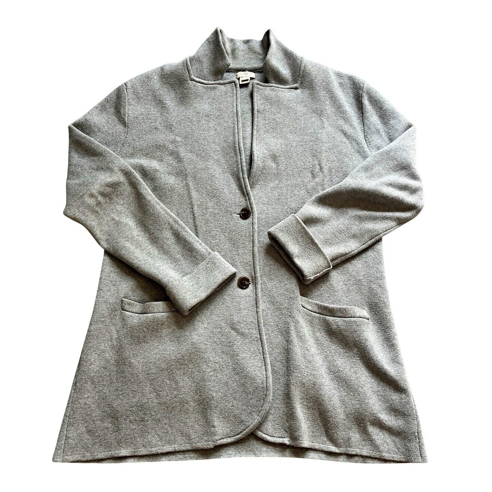 J.CREW Gray blazer sweater 2 Button Front Pockets cotton Womens Size M